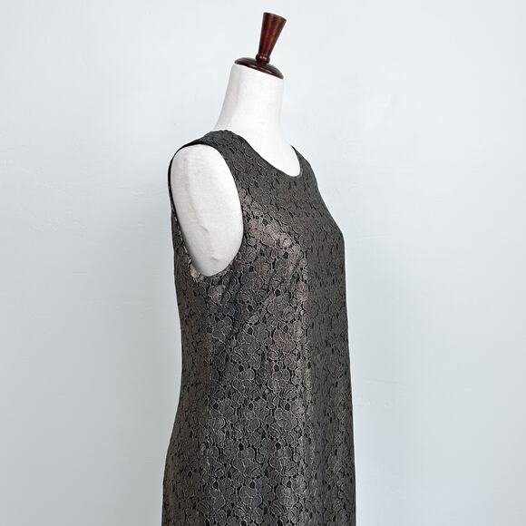 Tahari Gold Metallic Lace Sleeveless Fran Dress NWT - Picture 7 of 12